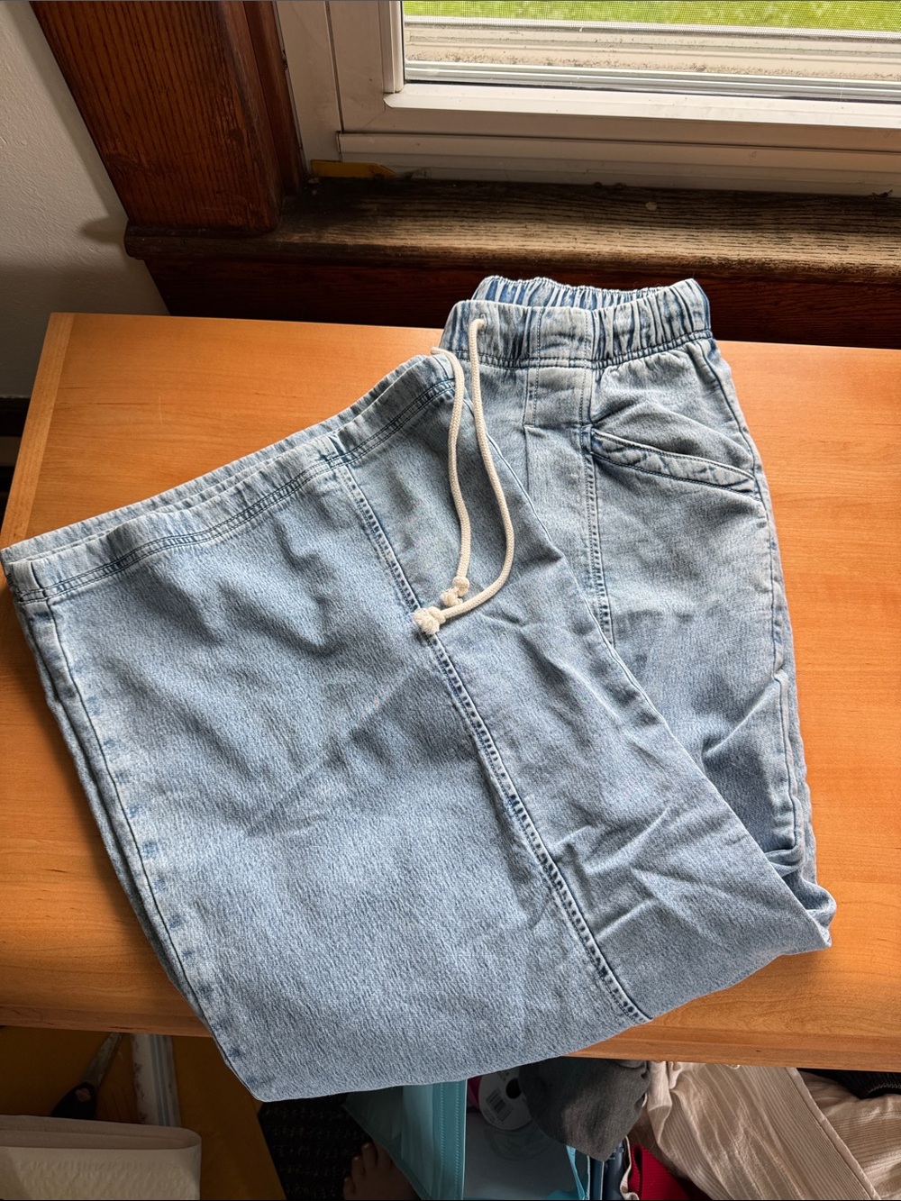 Aerie denim stretch wide leg pants